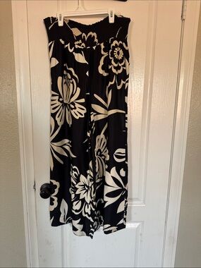 Anthropologie Black & White Floral Wide-Leg Jumpsuit